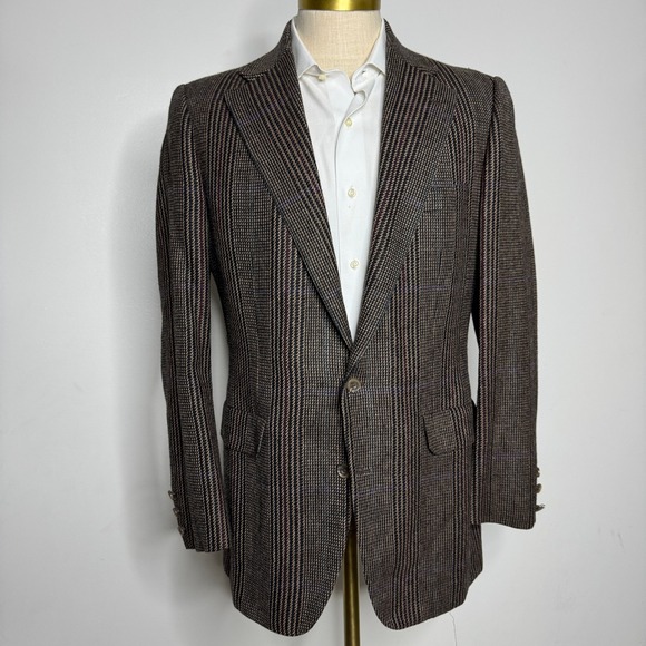 Norman Hilton Rogue Blazer Sport Coat‎ Wool Blend Striped Brown Mens 42L - Picture 1 of 12